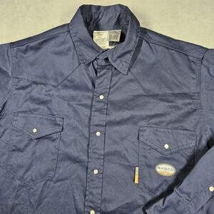 Rasco Men's Flame Resistant Shirt Size 2XL Long Sleeve Pearl Snap Work Navy